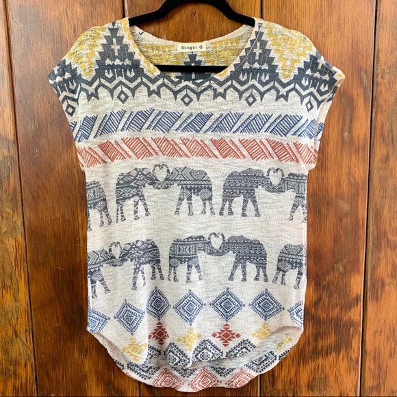 Anthropologie Tops - Anthropologie Ginger G Knit Boho Elephant Top